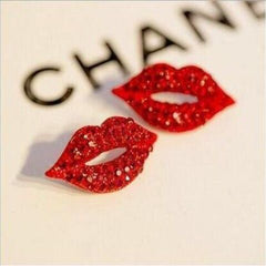 Rhinestone Lip Earrings