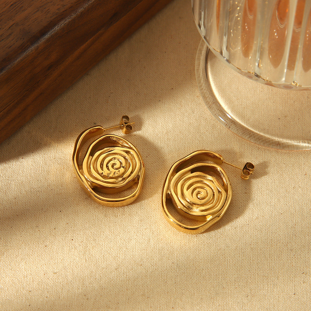 Exaggerated Design Spiral Stud Earrings