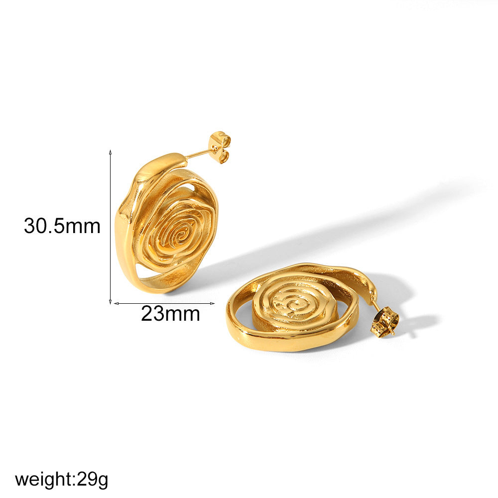 Exaggerated Design Spiral Stud Earrings