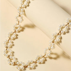 Clavicle Chain Pearl Flowers Necklace